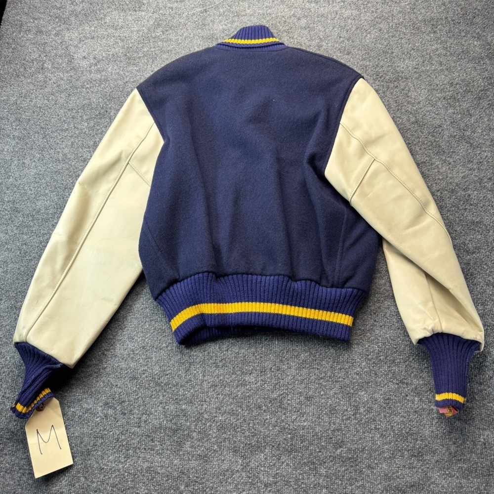 Vintage Albion UCLA Varsity Jacket 40 Mens M Blue Wool Cowhide Leather Sleeves - Picture 8 of 8